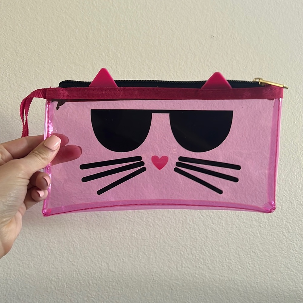 Karl Lagerfeld clear plastic cat pouch